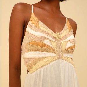 Farm Rio Off White Embroidered Jumpsuit Open Back